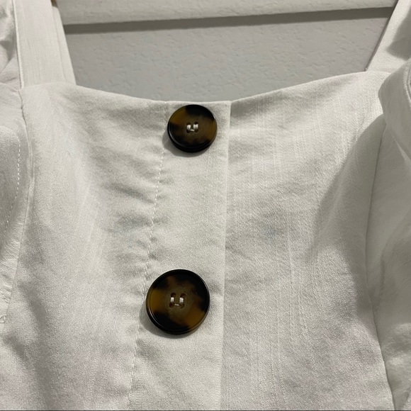 Aqua Dress Button Down Ruffle Sleeveless White Mini Womens XS - Picture 9 of 15